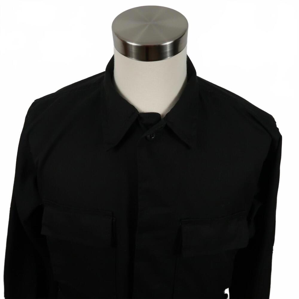 Unbranded Mens LS Button Down Solid Black Cargo Tactical Casual Shirt No Tag L?